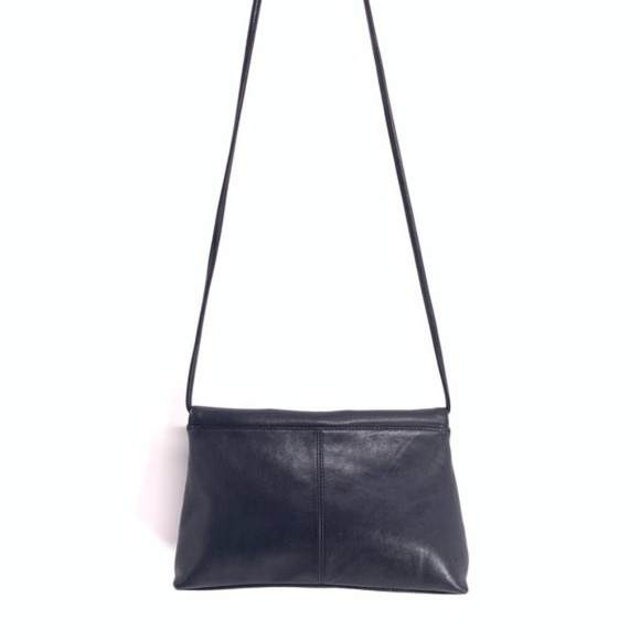 Vtg 1970s Leather Bechamel Navy Crossbody/ Bag - Picture 4 of 4